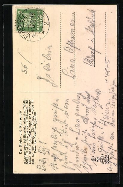 Cartoline postali: Langenberg bei Elberfeld, Der Rhein- und – Usato da Berlin venduto da bartko-reher 1