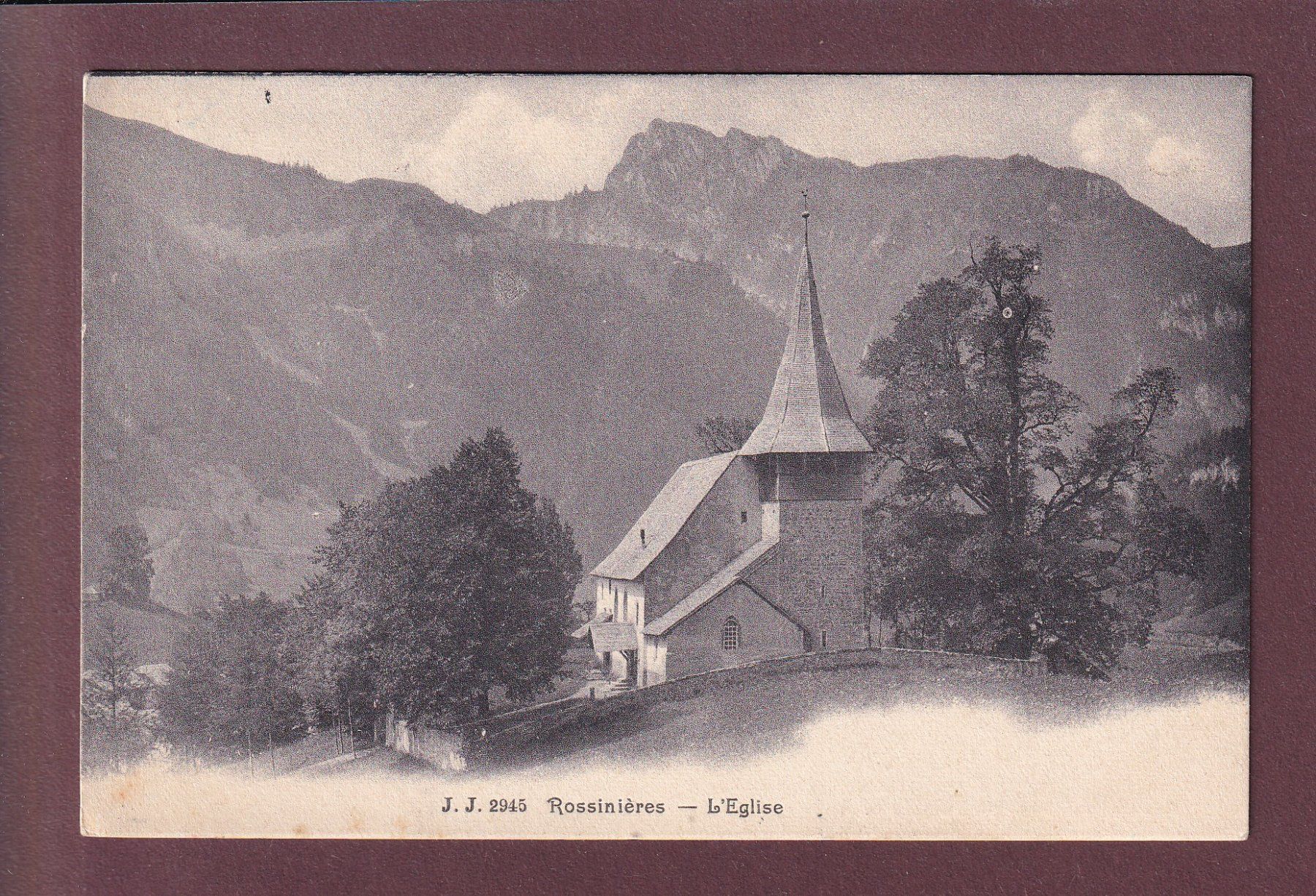 Cartoline postali: ROSSINIERE - Eglise - 1910 – Usato da Pully venduto da nicecards