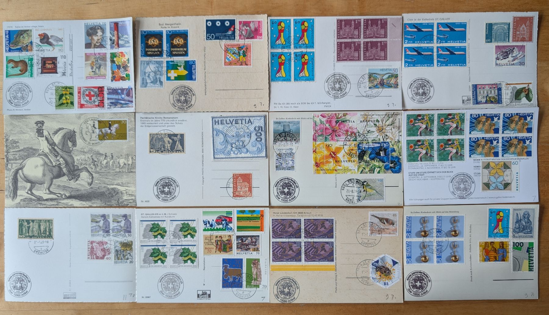 Tutti i francobolli: CH-Marken auf 22 versch. Postkarten – Usato da Hittnau venduto da stamps_and_coins