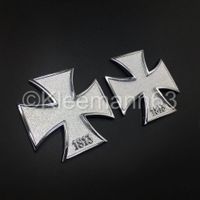 2 x 3D Eisernes Kreuz Metall Aufkleber Logo Emblem Auto