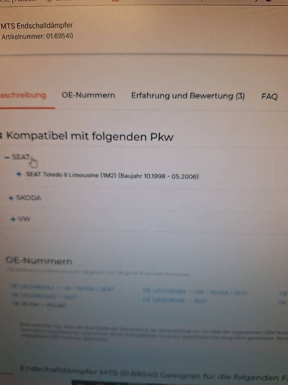 Sistemi di scarico: Endschalldämpfer Seat VW Skoda  – Usato da Ried ( Muotathal ) venduto da Balz2 2