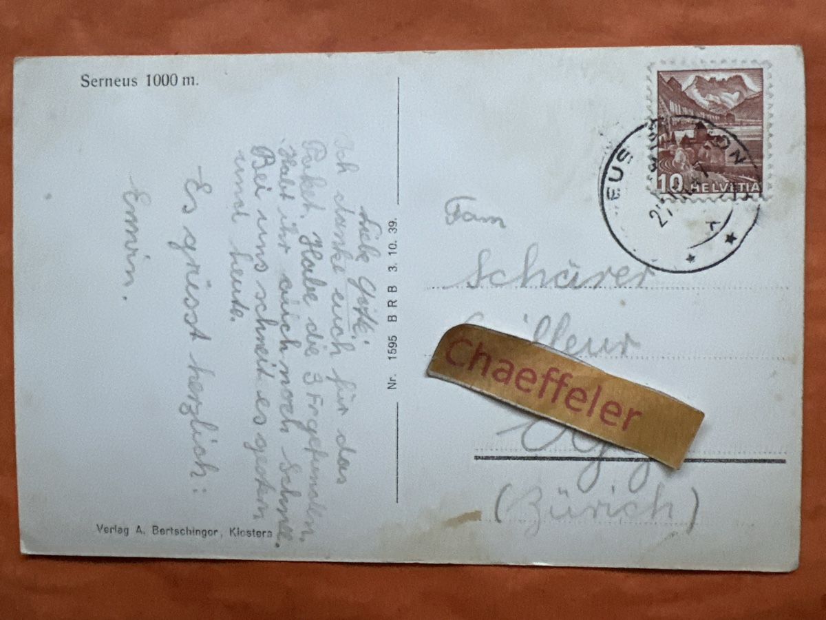 Cartoline postali: Alte Ansichtskarte Serneus GR, ca. 1947, Graubünden! – Usato da Zürich venduto da Chaeffeler 1