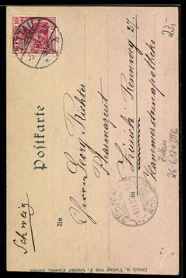 Cartoline postali: Handgemalt: Zittau, Kirche zwischen bl – Usato da Berlin venduto da bartko-reher 1