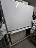 Whiteboard on stand, metal frame, good condition