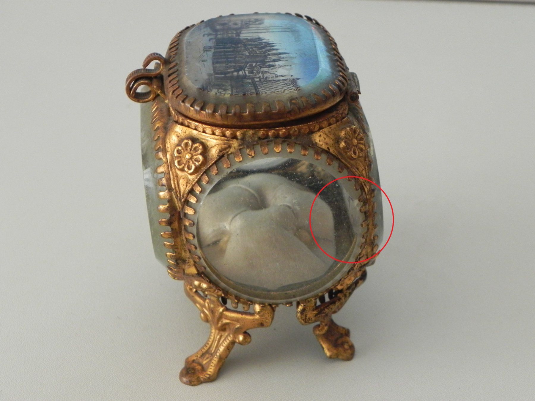 Barattoli: Antike Schmuckdose/Schmuckschatulle Messing / Glas – Usato da Minusio venduto da Lory64 2