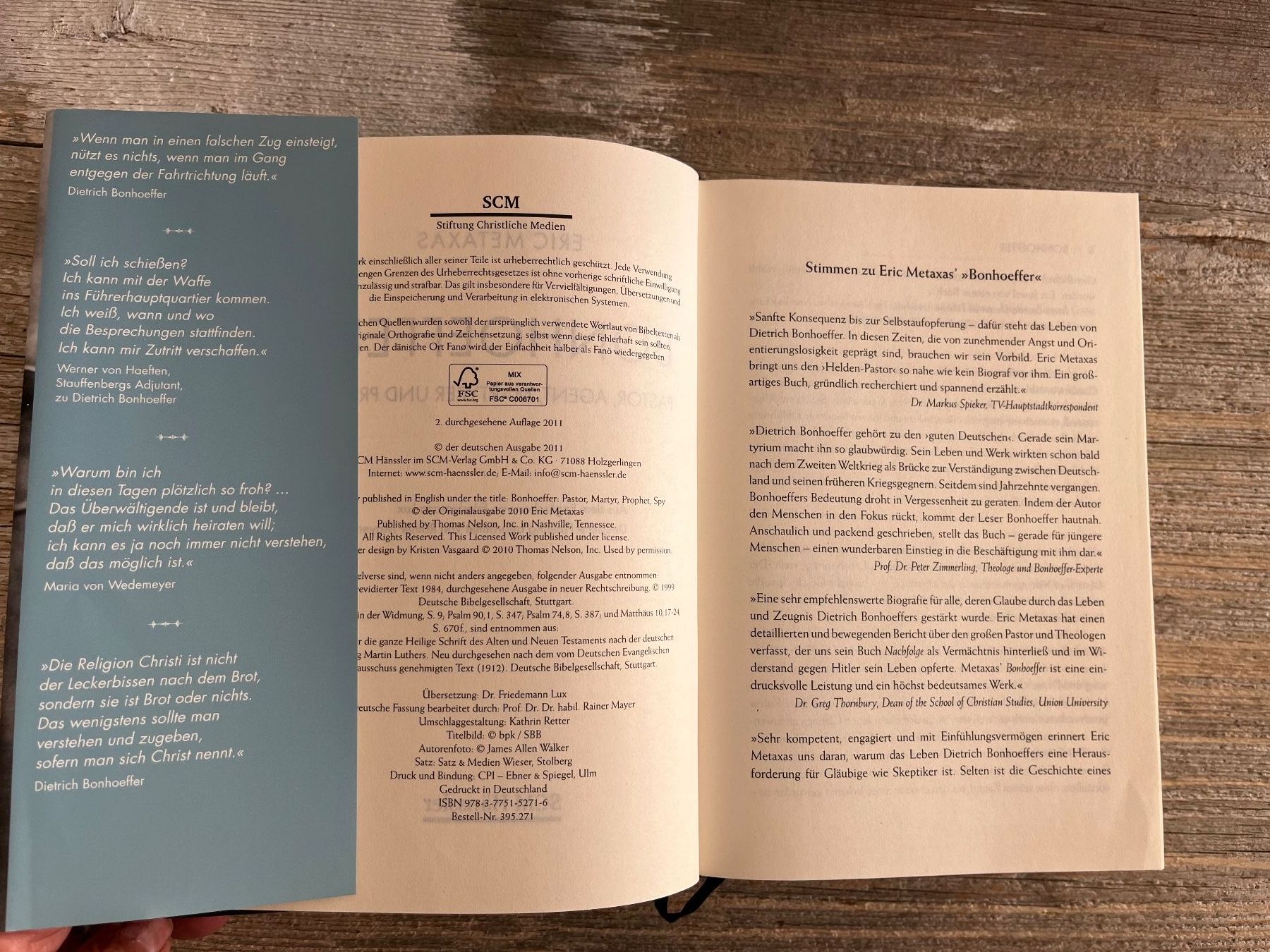Bücher: Eric Metaxas: Bonhoeffer: Pastor, Agent, Märtyrer + Prophet – Gebraucht aus Pfäffikon ZH von buresi 1