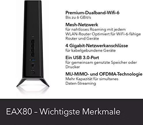 WiFi: Nighthawk EAX80 Netgear AX6000 Dual-Band WiFi Mesh Extender – D'occasion à Utzigen par Patsch5 2