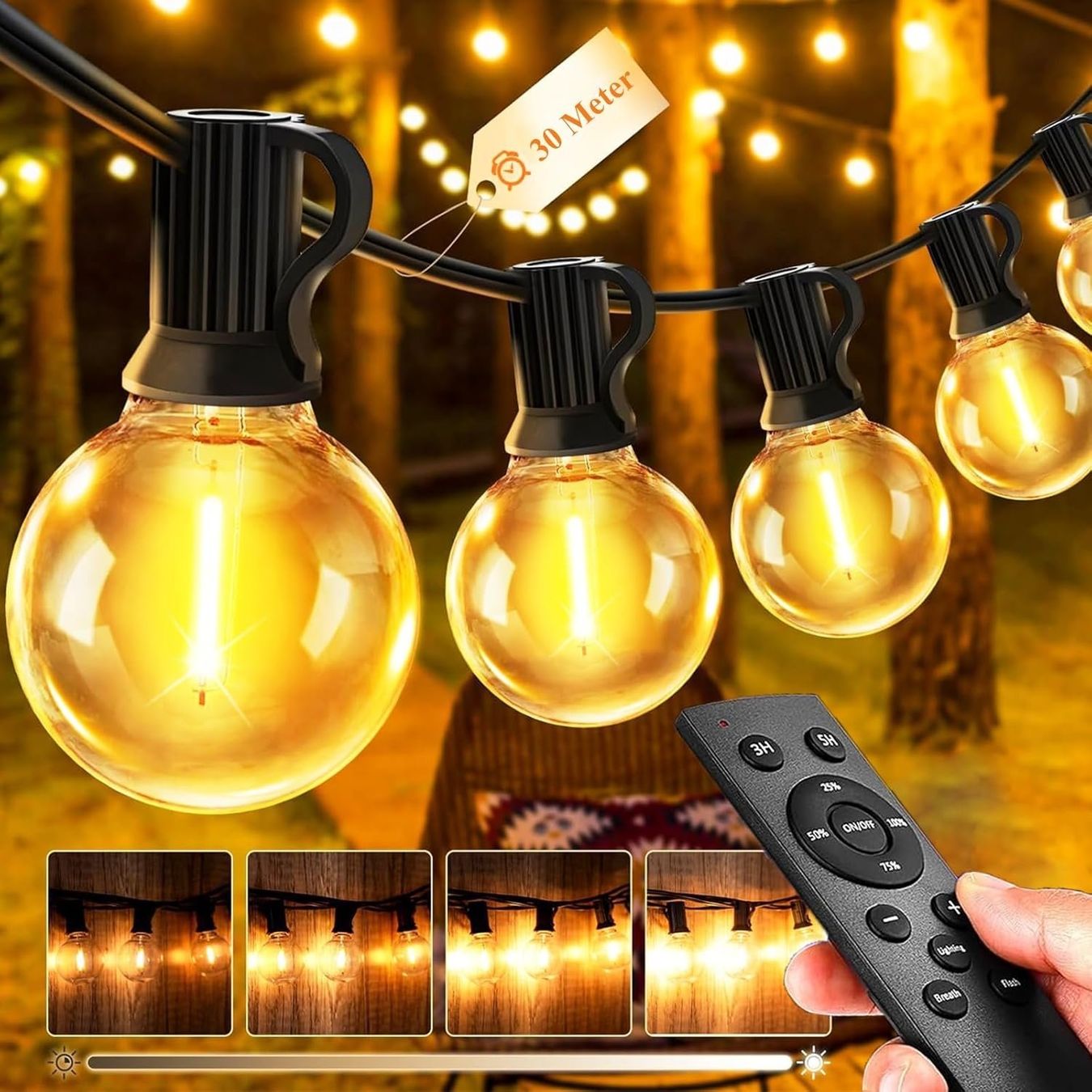 Lichterketten & Leisten: LED Lichterkette Außen 45m G40 IP44 dimmbar – Neu und originalverpackt aus Nuglar von SmartLiving24