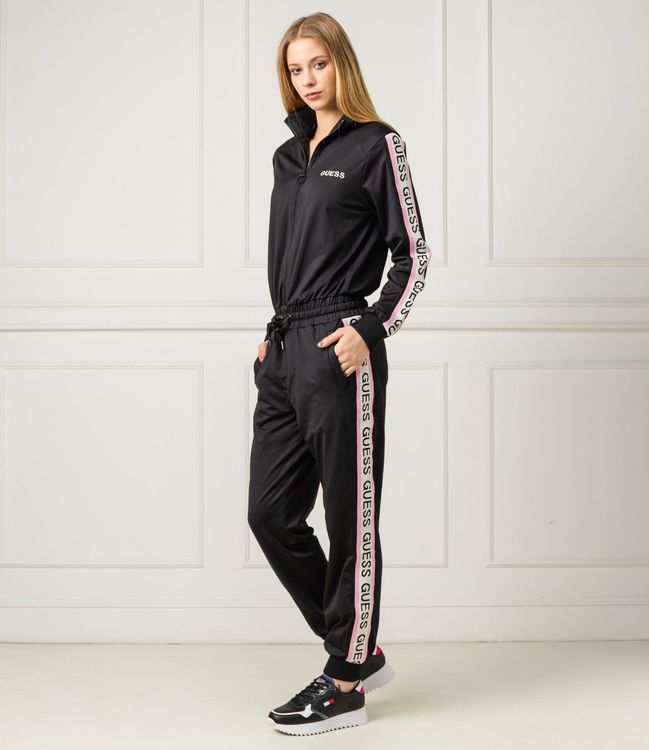 Guess Jumpsuit Thea Schwarz mit Logo Kontrast Gr. L w. Neu Kaufen auf