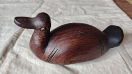 Holz-Ente, geschnitzt, Dunkelbraun, Vintage Deko, Top!