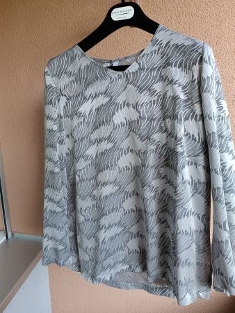 Seiden Langarmtop hellgrau