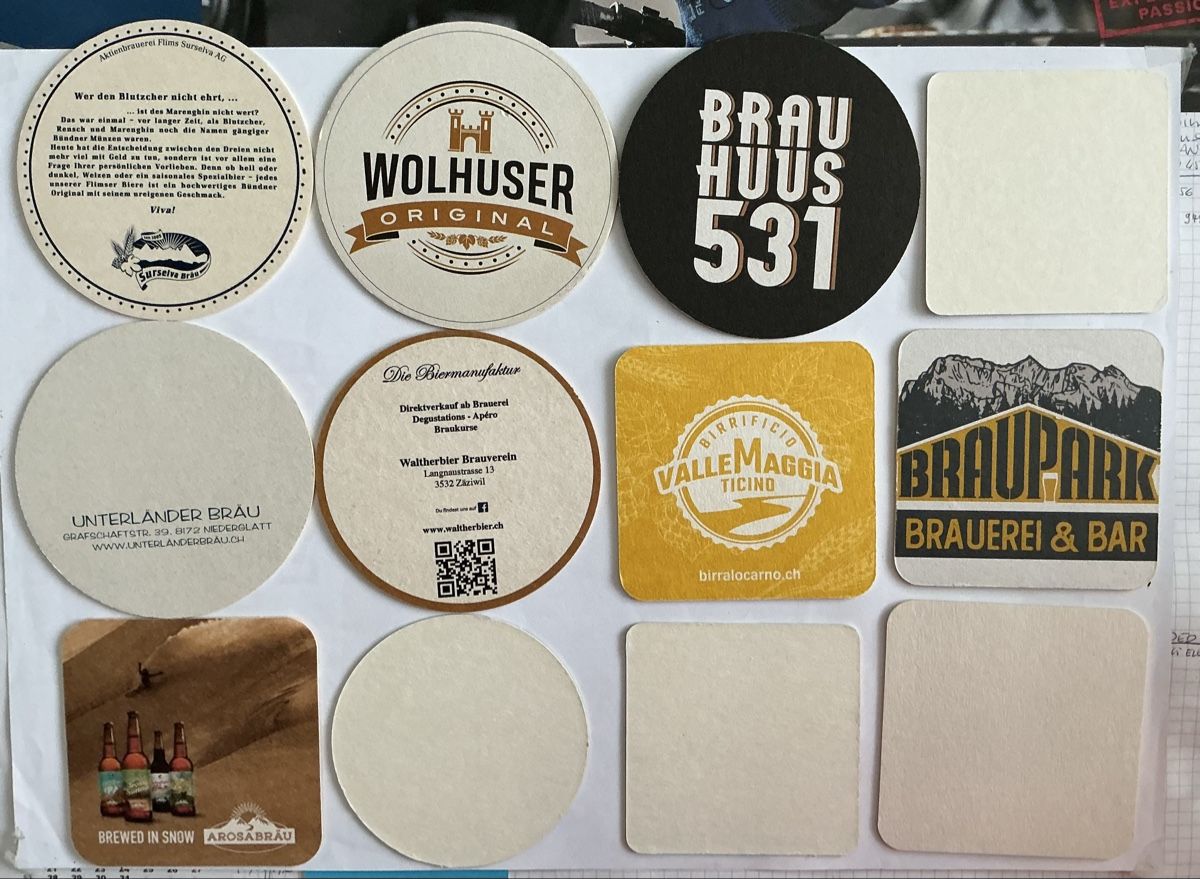 Untersetzer: Schweizer Brauereien Bierdeckeln  – Neu (gemäss Beschreibung) aus Arcegno von Denni 1