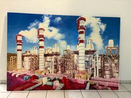 212cmbreitx141hoch/ Handgemaltes Öl Gemälde Industrieanlage
