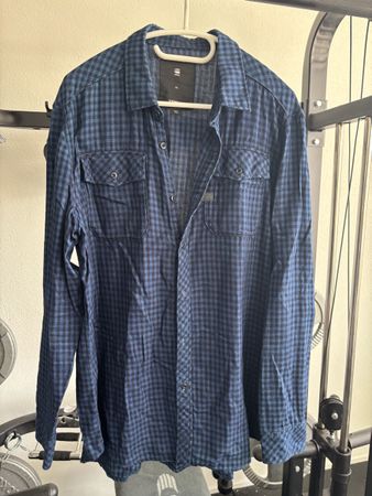 G-STAR Hemd, Karo, XL, schwarz-blau