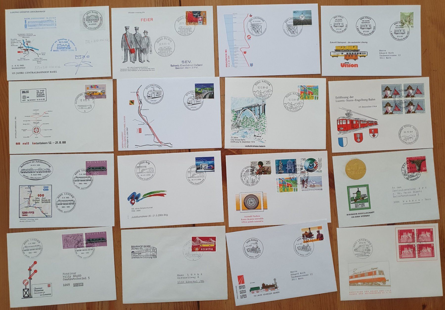 Alle Briefmarken: Schweiz: 150 Briefe mit Bahn Stempel oder Couvert Bahn – Gebraucht aus Dällikon von Minita 6