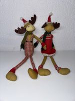 2 süsse Elche aus Stoff Weihnachtsdekoration