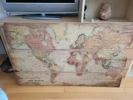 Carte du monde vintage décorative, très bon état!
