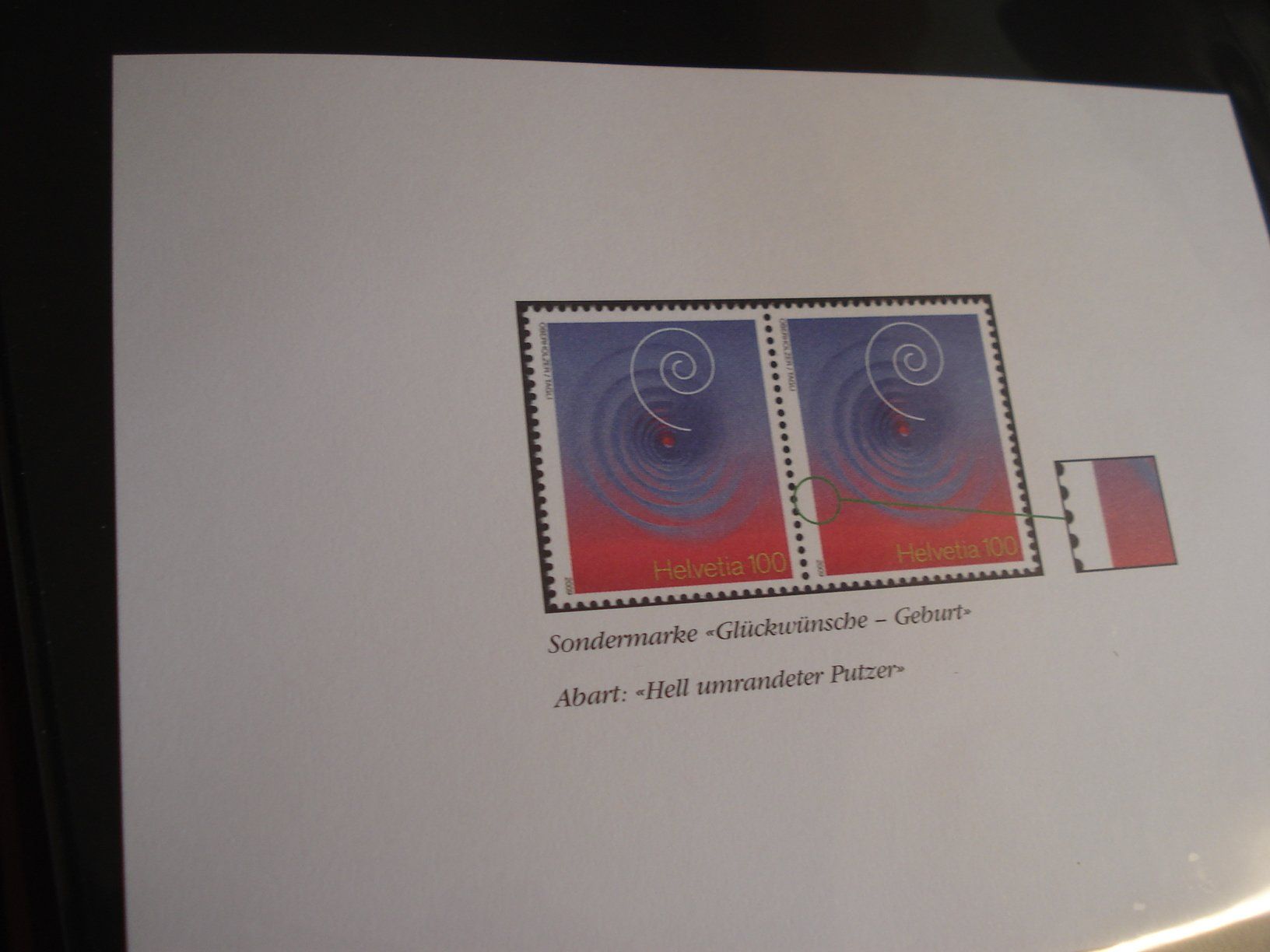Alle Briefmarken: Abart "Geburt" 2009, **, Hell umrandeter Putzer, + Vergleich – Gebraucht aus Niederwil AG von morostahu 3