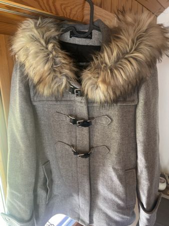 Zara Damen Mantel mit Kapuze grau Grösse L neuwertig