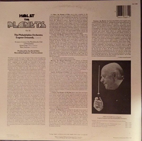 Schallplatten: Holst/PO/Ormandy: The Planets LP – Neu (gemäss Beschreibung) aus Steinhausen von Vilivinili 1