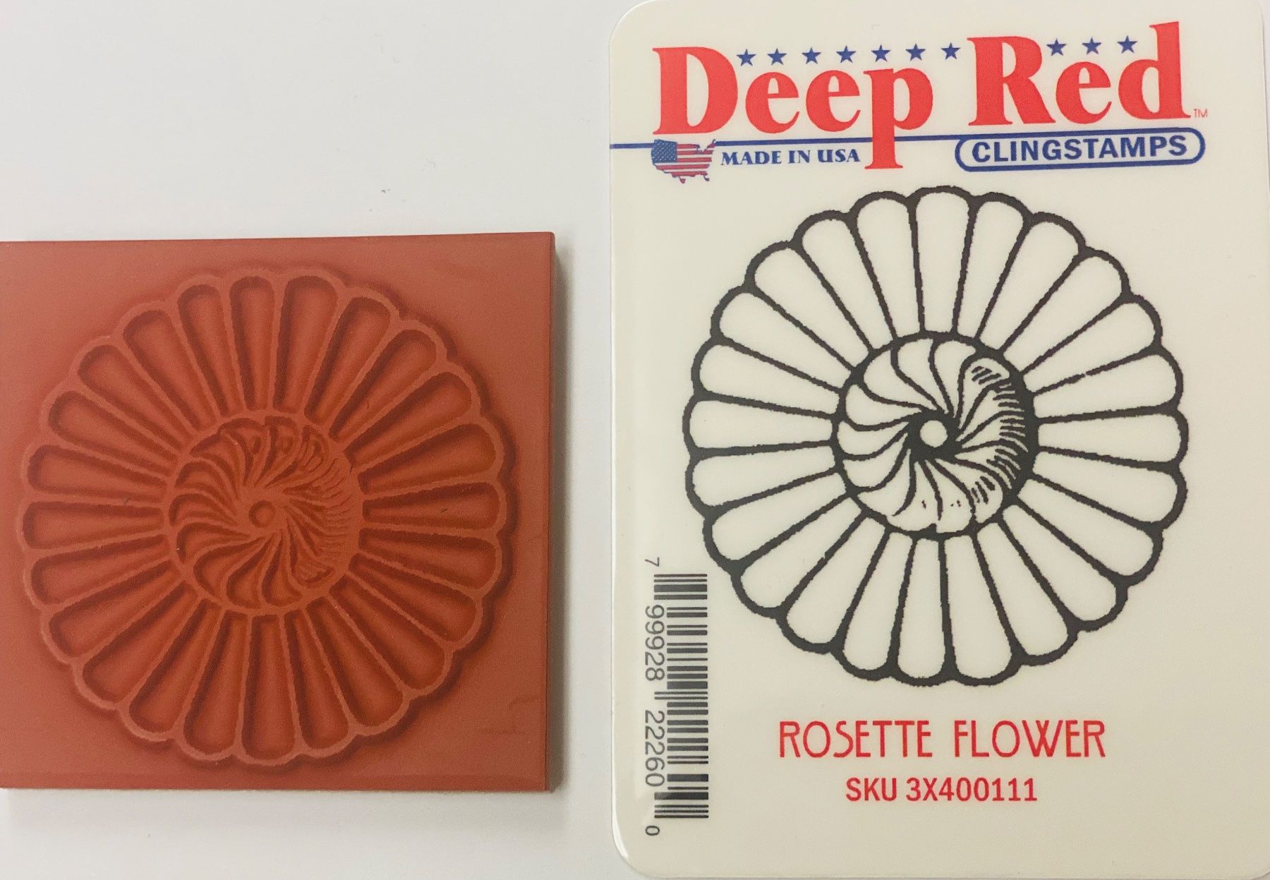 Timbri: Deep Red "Rosette Flower" Cling Rubber Stamp – Nuovo e nell'imballaggio originale da Wichtrach venduto da Mona1994 2