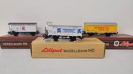 3er Set Liliput H0 Bierwagen Löwenbräu ZH+M, Eichhoff SBB DB