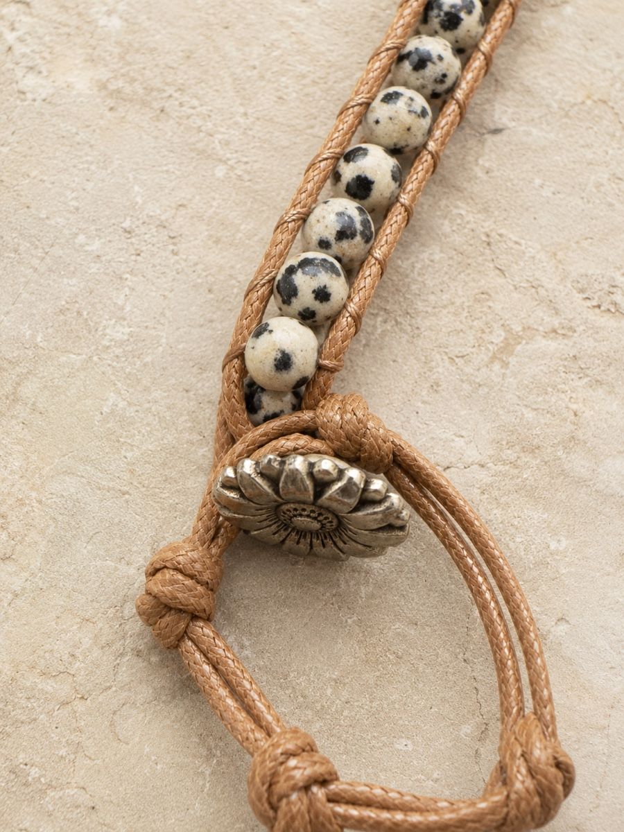 Ketten: Boho Leder-Halskette mit Dalmatinerstein-Perlen – Neu (gemäss Beschreibung) aus Wald ZH von Carloiten 2