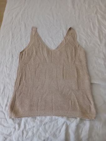 Vero Moda Top, Größe S, beige, Strick, V-Ausschnitt, ärmello