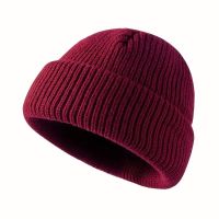 Warme Wintermütze Beanie Mütze Kappe gestrickt rot
