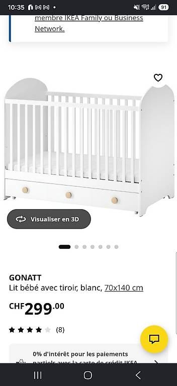 Ikea Betten: Lit bébé évolutif Ikea Gonatt – Gebraucht aus Founex von Ana_2412 2