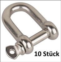 10 Stk. Schäkel gerade Ø 10 mm. INOX. Gratis Lieferung!