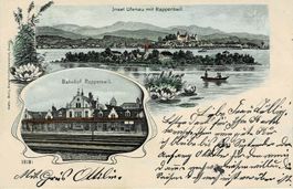 Insel Ufenau mit RAPPERSWIL, Bahnhof Rapperswil SG gel. 1902
