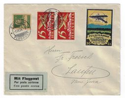 1924 Brief Solothurn-Grenchen Vignette 30c, nach Laufen
