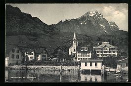 Hergiswil, Panorama mit Pilatus vom Wass