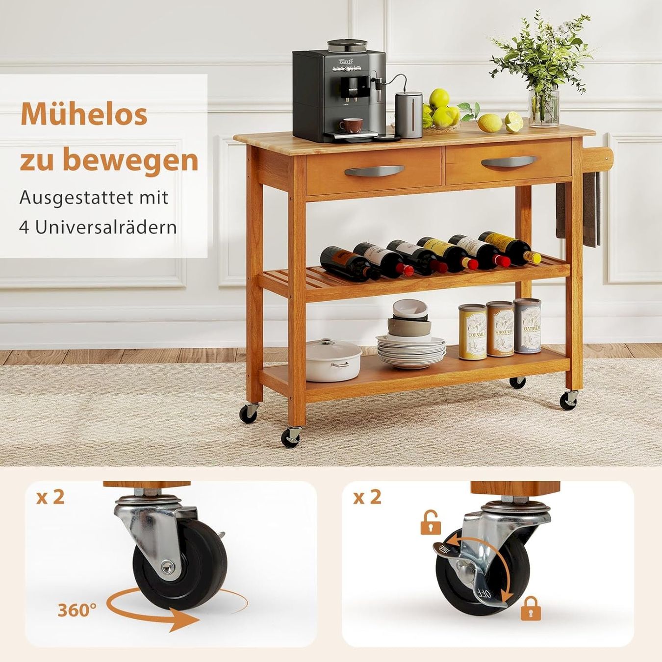 Altro per Gastronomia & Hotel: Küchenwagen mit Arbeitsplatte Naturholz – Nuovo e nell'imballaggio originale da Bottighofen venduto da zaap 4