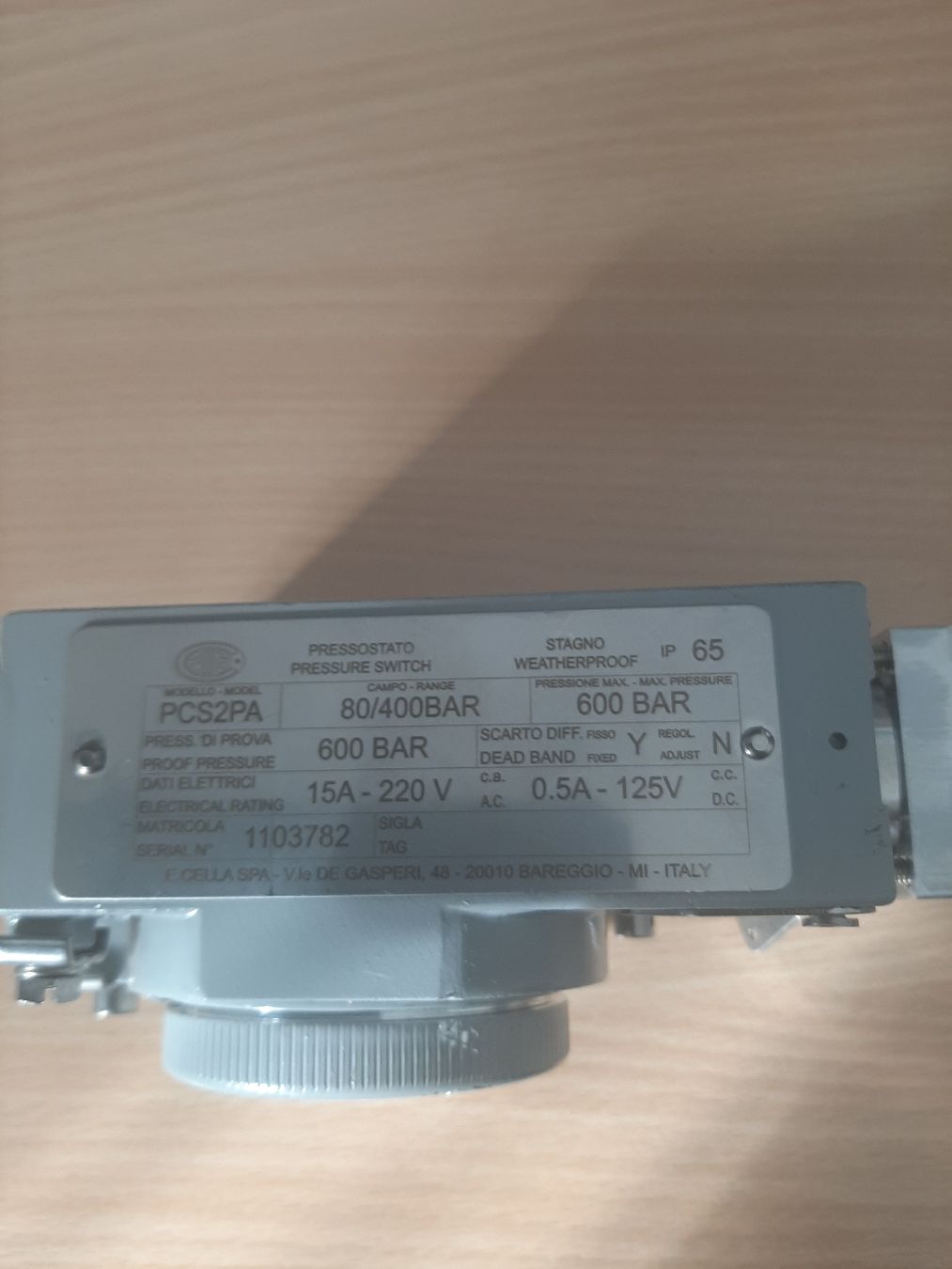 Interruttori: Industrie Druckschalter Cella PSC2PA, mit Setpoint 280 Bar – Nuovo (secondo la descrizione) da Balsthal venduto da 6fischli
