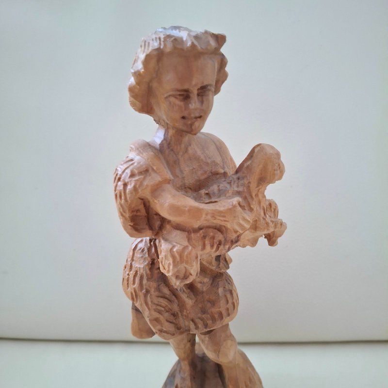 Statuette: Figur Schäfer/Hirte mit Lamm, handgeschnitzt, vintage – Usato da Weggis venduto da daisyflower 1