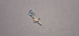 Silber Charm Kreuz mit Rose +Garantie