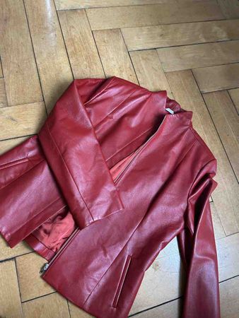 Rote Vintage Echtlederjacke