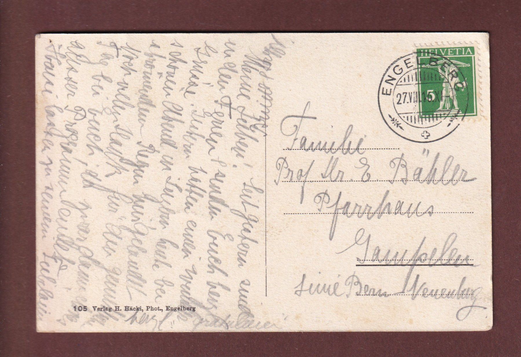Ansichtskarten: ENGELBERG - Kirche - Titlis - 1916 – Gebraucht aus Pully von nicecards-shop 1