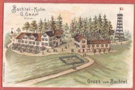Gruss vom Bachtel - Bachtel-Kulm bei Hinwil - Litho 1907