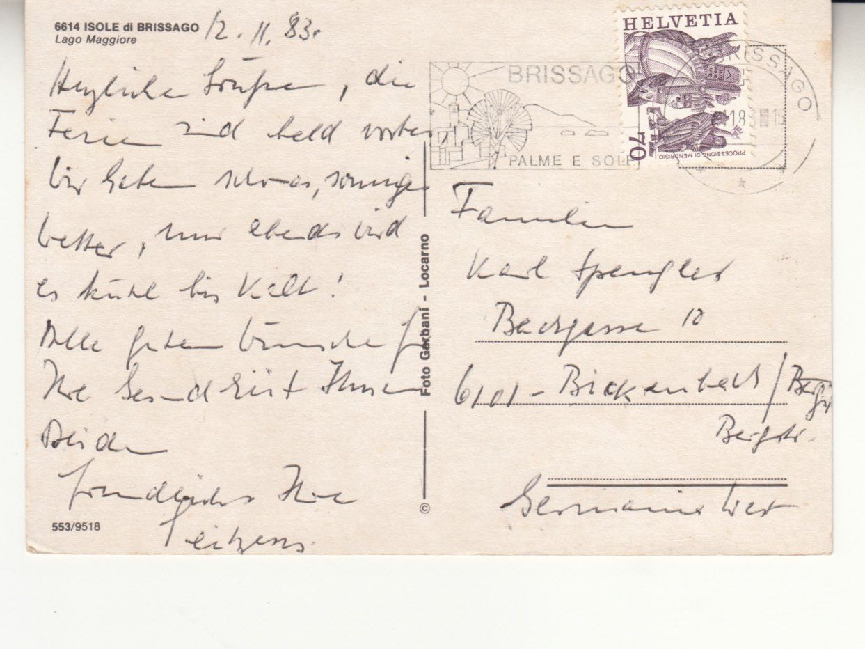 Ansichtskarten: Brissago 1983 – Gebraucht aus Bürglen TG von StampGraf 1