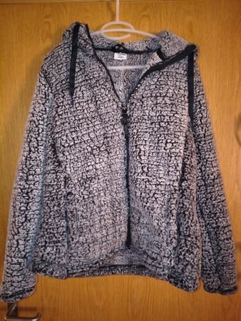 Toptex Fleecejacke mit Kapuze grau schwarz Grösse L NEU