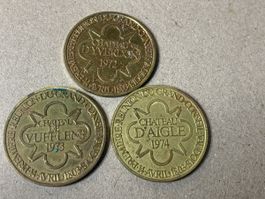 Trois médaille commémorative des villes suisses