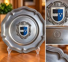 Schöner Zinnteller mit Aargauer Wappen 