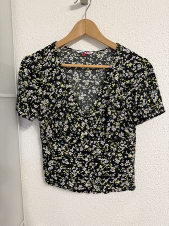 Tommy Jeans Bluse Blumenmuster Schwarz, S, neuwertig