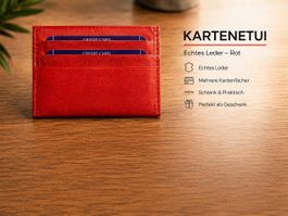 Luigi Benetton Kartenetui aus echtem Leder – Rot – Neu