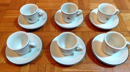 6 Alte Nespresso Tassen mit Unterteller -F82