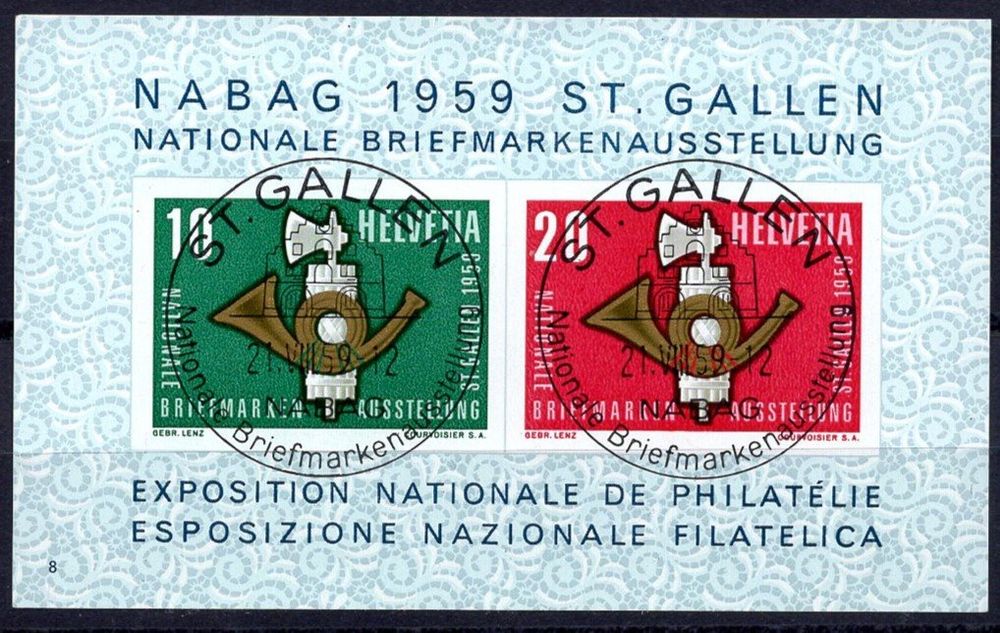 NABAG-Block W38 21.VIII.59 VOLLSTEMPEL (Gebraucht) in Aarau für CHF 10 ...