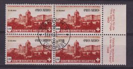 Schweiz 1943: F36 im Viererblock ET gestempelt
